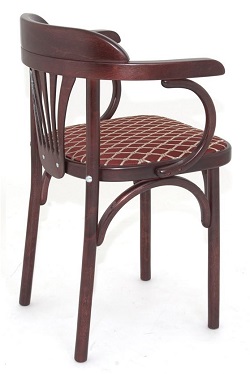 Венский деревянный стул с сиденьем из ткани. Цвет махагон, цвет ткани бордо.