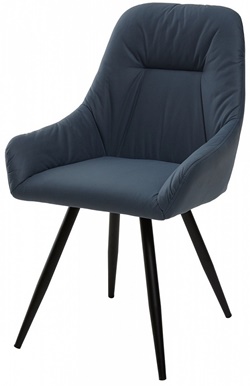Стул с мягким сиденьем, обивка техническая ткань в синем цвете, ножки металл, цвет черный