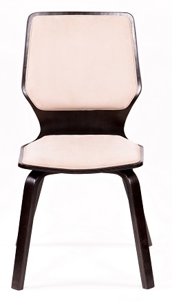 Деревянный стул с обивкой из ткани. Цвет крем-брюле/венге.