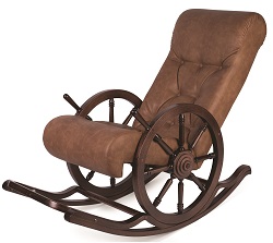 Кресло-качалка из экокожи. Цвет коричневый.