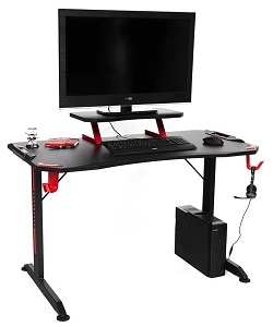Компьютерный стол с полкой. Цвет черный/красный.