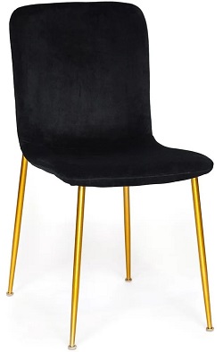 Вельветовый стул на золотом металлокаркасе. Цвет черный.