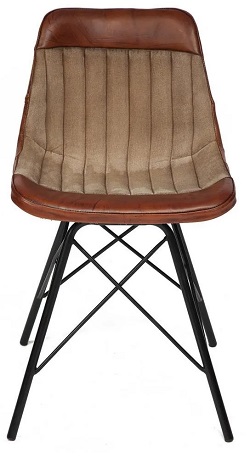 Винтажный стул из ткани и кожи на металлокаркасе. Цвет коричневый.