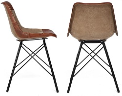 Винтажный стул из ткани и кожи на металлокаркасе. Цвет коричневый.