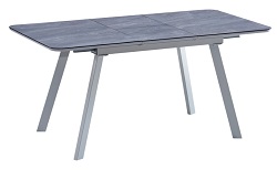 Прямоугольный раздвижной обеденный стол со стеклом. Цвет: серый.
