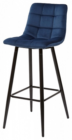 Барный стул из ткани. Цвет синий.