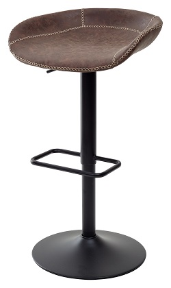 Барный стул из экокожи с регулируемой высотой. Цвет винтажный коричневый.