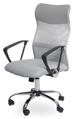 Компьютерное кресло, обтянутое сеткой. Цвет серый.