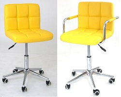 Офисные стулья из кожзама и ткани. Цвет желтый.