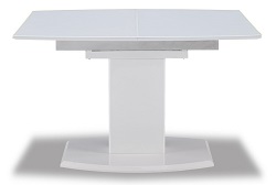 Обеденный раскладной стол со стеклом. Цвет белый глянец.