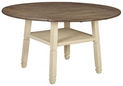 Раскладной обеденный деревянный стол, цвет:античный белый/коричневый