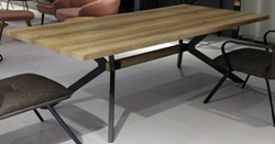 Обеденный нераскладной стол, столешница МДФ, цвет грецкий орех, каркас черный металлический