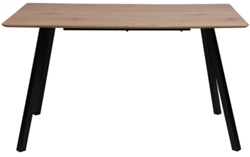 Стол обеденный, столешница матовый МДФ, цвет натуральное дерево, ножки черный металл