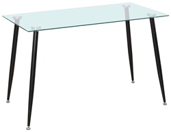 Стол обеденный, столешница прозрачное стекло, каркас черный металл
