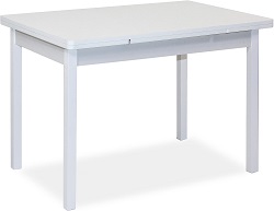Стол обеденный прямоугольный, раздвижной. Цвет белый цемент/белый.