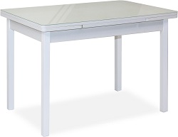 Стол обеденный прямоугольный, раздвижной. Цвет белый (стекло)/белый.