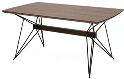 Обеденный стол, столешница матовый МДФ, цвет темный орех, каркас металлический черного цвета