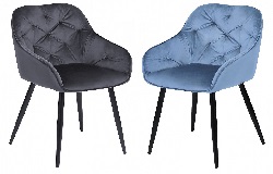 Стул-кресло на металлокаркасе. Цвет антрацит, пудрово-синий.