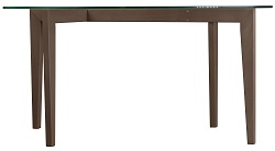 Овальный журнальный столик со стеклом на деревянной основе.