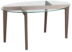 Овальный столик из стекла и дерева MB-12399