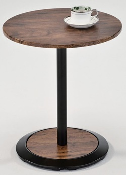 Небольшой круглый столик из МДФ с ПФХ покрытием, столешница коричневого цвета