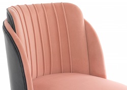 Велюровый стул на металлокаркасе. Цвет розовый/серый.