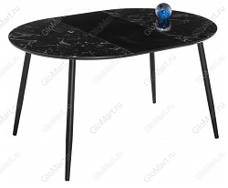 Раздвижной стол из МДФ на металлических ножках. Цвет черный мрамор.