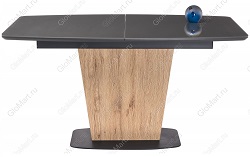 Раскладной стол со стеклом на тумбе. Цвет графит/дуб натуральный.