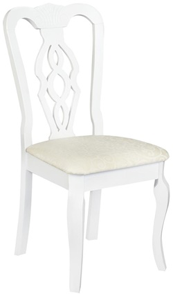 Деревянный стул с резной спинкой и мягким сиденьем, цвет белый (Pure white)