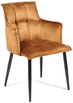 Мягкое кресло с подлокотниками, каркас металл, обивка мебельная ткань в коричневом цвете