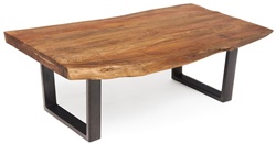 Кофейный столик из дерева на металлическом каркасе, цвет натуральный