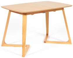 Раскладной обеденный стол натурального цвета, столешница МДФ, каркас из массив бука