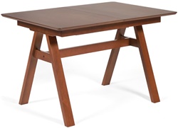 Раскладной обеденный стол коричневого цвета, столешница МДФ, каркас из натурального бука