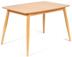 Классический раскладной обеденный стол натурального цвета, столешница МДФ, каркас из натурального бука