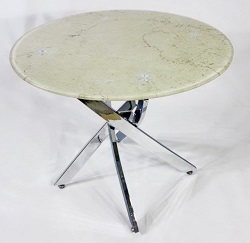 Стеклянный стол с фотопечатью. Цвет бежевый мрамор.