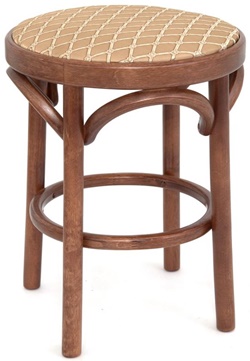 Деревянный венский табурет с мягким сиденьем, изготовлен из массива березы, текстиль цвет карамель