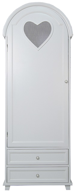 Шкаф одностворчатый в стиле прованс, изготовлен из массива березы, цвет белый