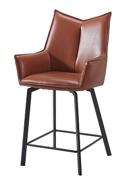 Полубарный стул из мягкой экокожи. Цвет коричневый.
