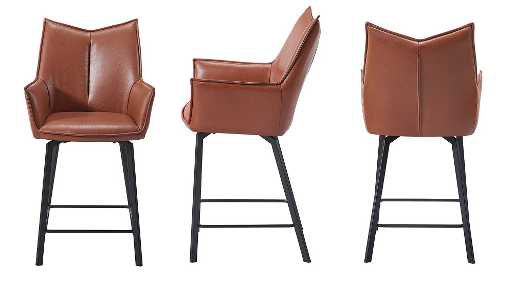 Полубарный стул из мягкой экокожи. Цвет коричневый.