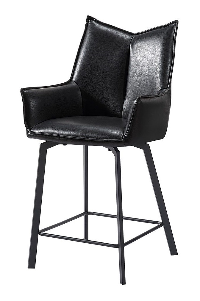 Полубарный стул из мягкой экокожи. Цвет черный.