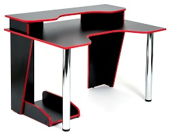 Компьютерный стол с надстройкой. Цвет черный/красная кромка.