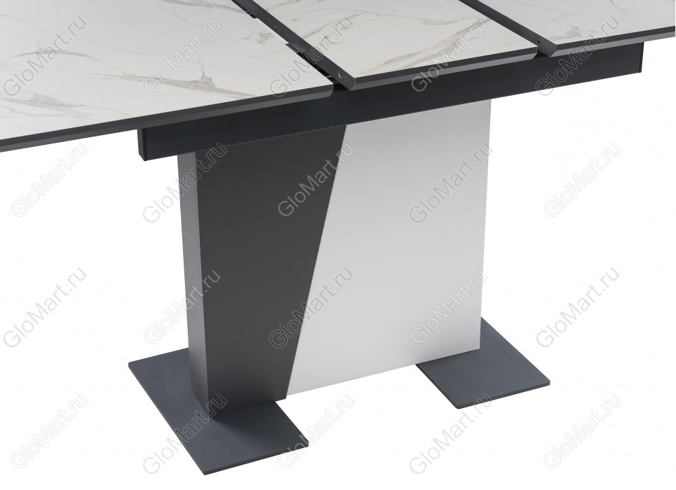 Стол обеденный раздвижной из МДФ и металла. Цвет белый/графит.