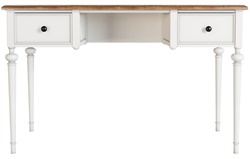 Письменный стол с двумя ящиками из массива березы бежевого цвета, столешница из массива ясеня в цвете орех