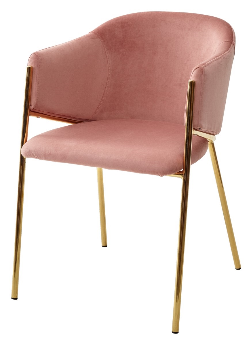 Стул-кресло на позолоченном каркасе. Цвет розовый.