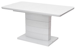 Раскладной стол из МДФ со стеклом. Цвет белый/супер белый глянец.
