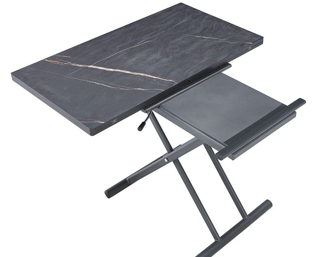 Стол-трансформер с покрытием из меламина, цвет черный мрамор.