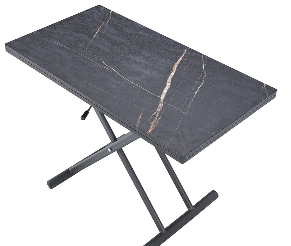 Стол-трансформер с покрытием из меламина, цвет черный мрамор.