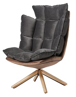 Дизайнерское кресло с двухсторонней обивкой. Цвет коричневый/серый.