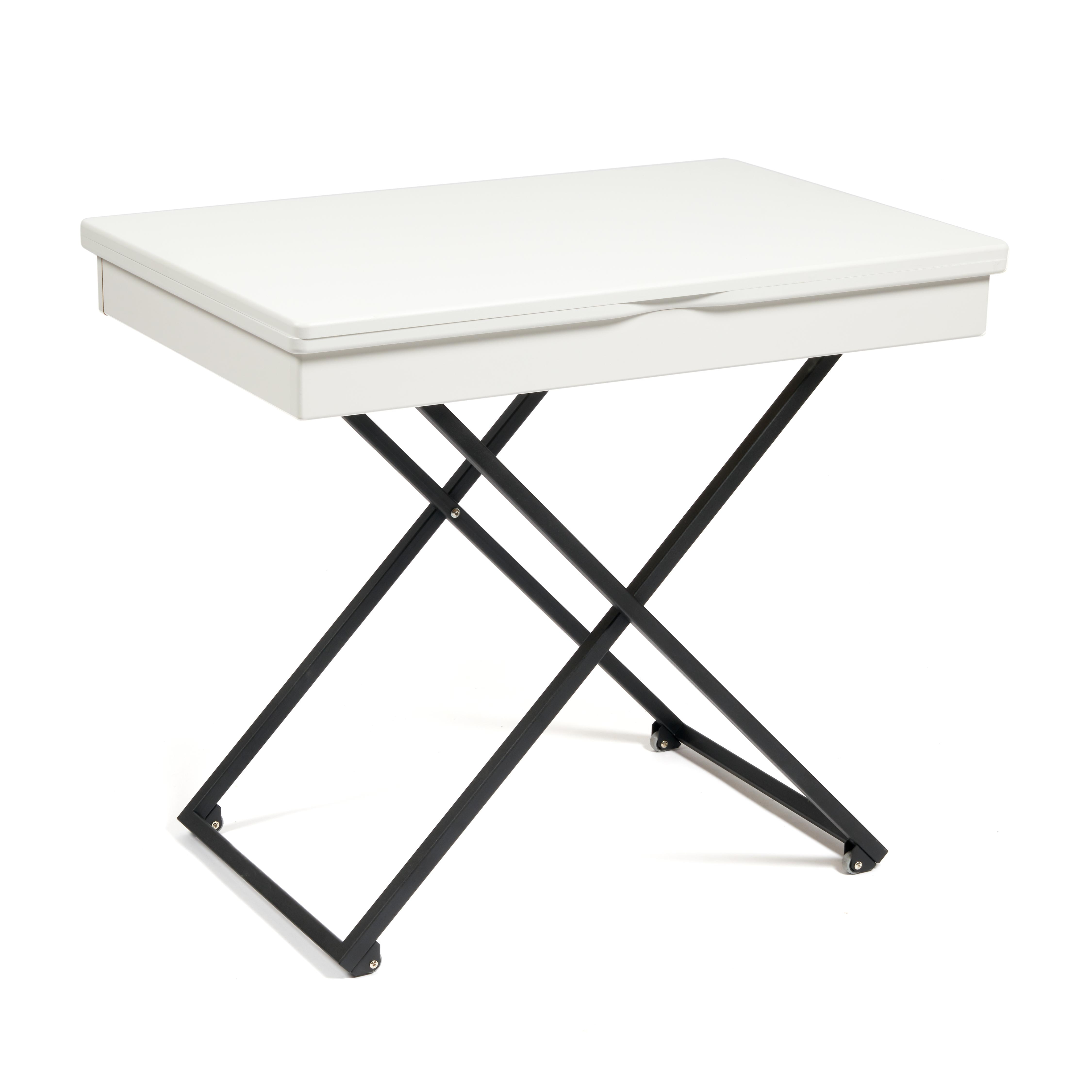 Раскладной стол из МДФ и металла, цвет белый