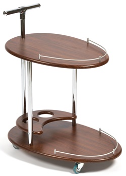 Двухярусный сервировочный столик на роликах, цвет орех 